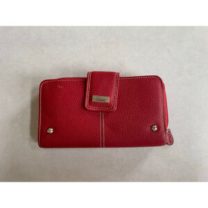 Women's Buxton Red Leather One Size Wallet with Gold Accents